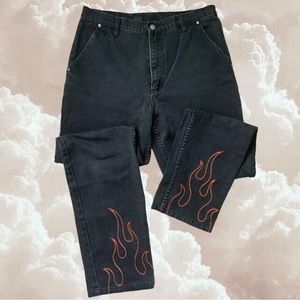 Vintage Harley Davidson Embroidered Flame Jeans